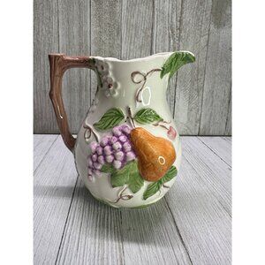 Jay Willfred Andrea by Sadek Pitcher Jug Ceramic Fruit Embossed Design Portugal